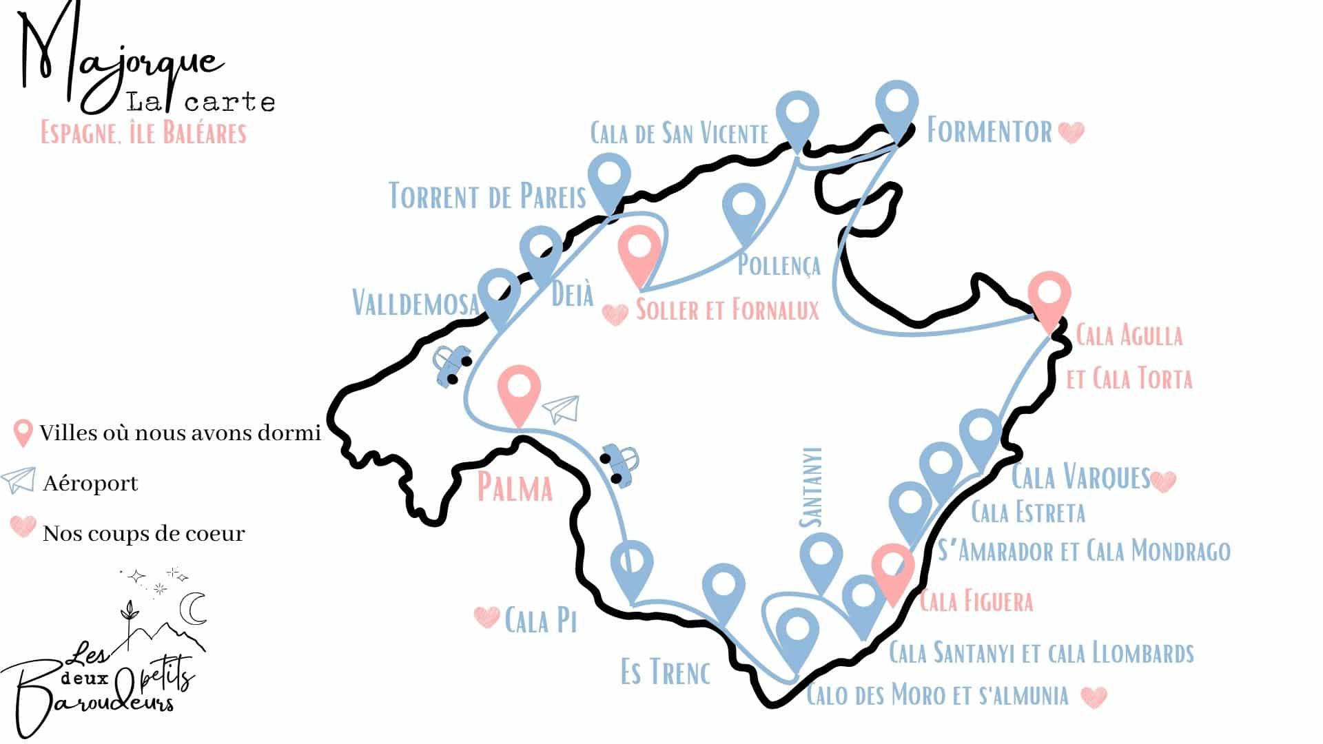 carte majorque itineraire voyage