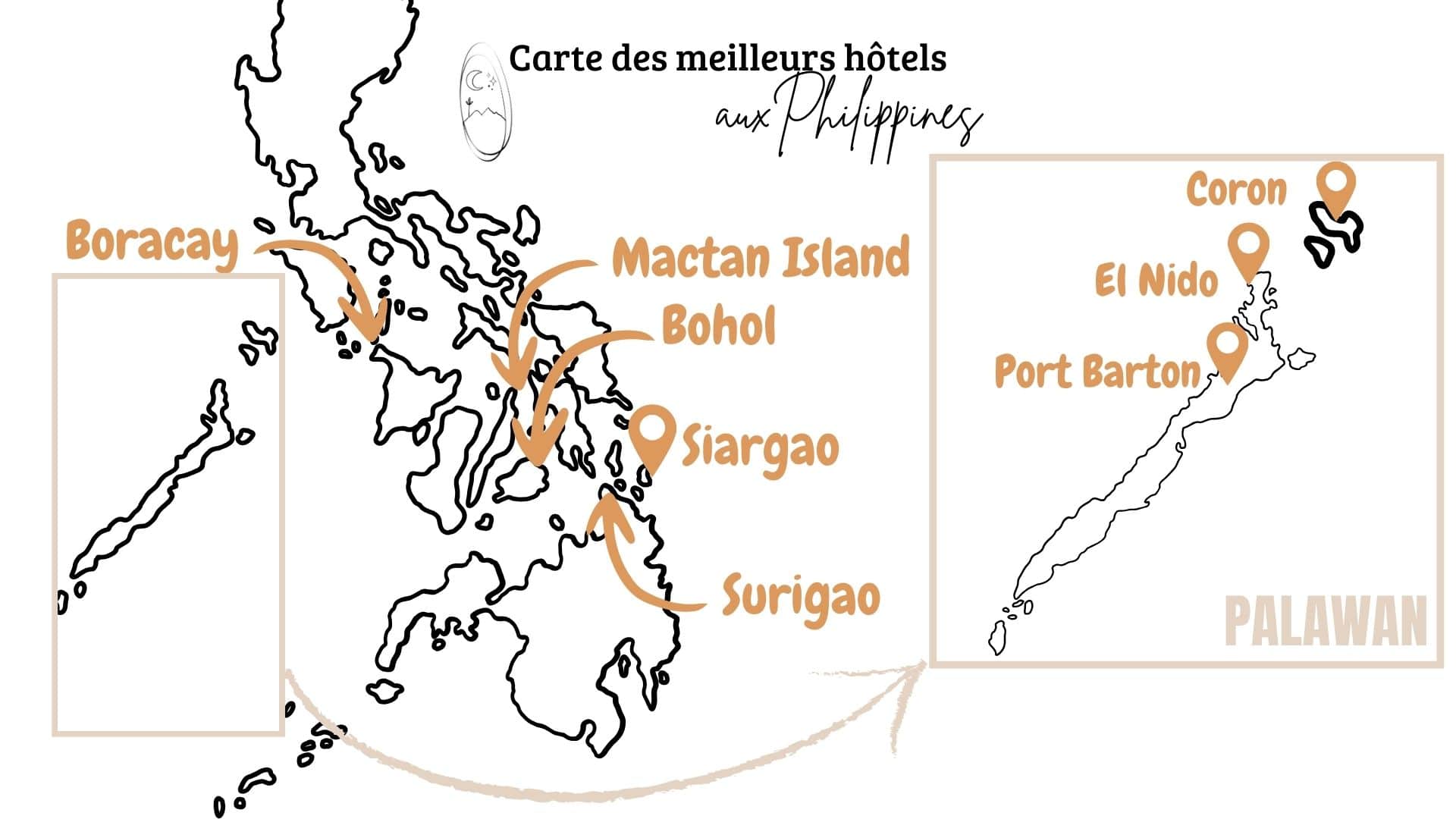 carte des plus beaux hotels aux philippines