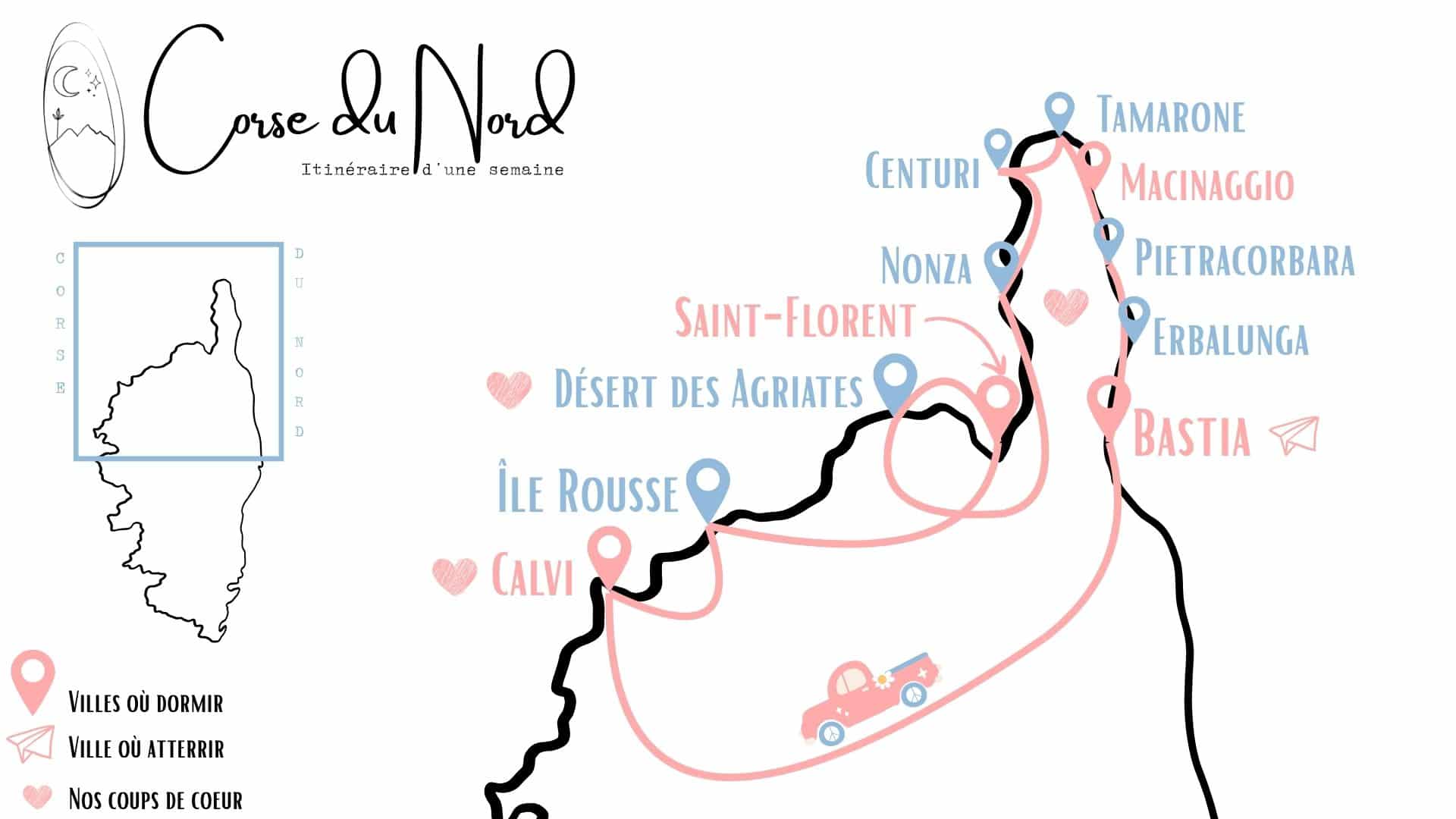 carte corse du nord itineraire