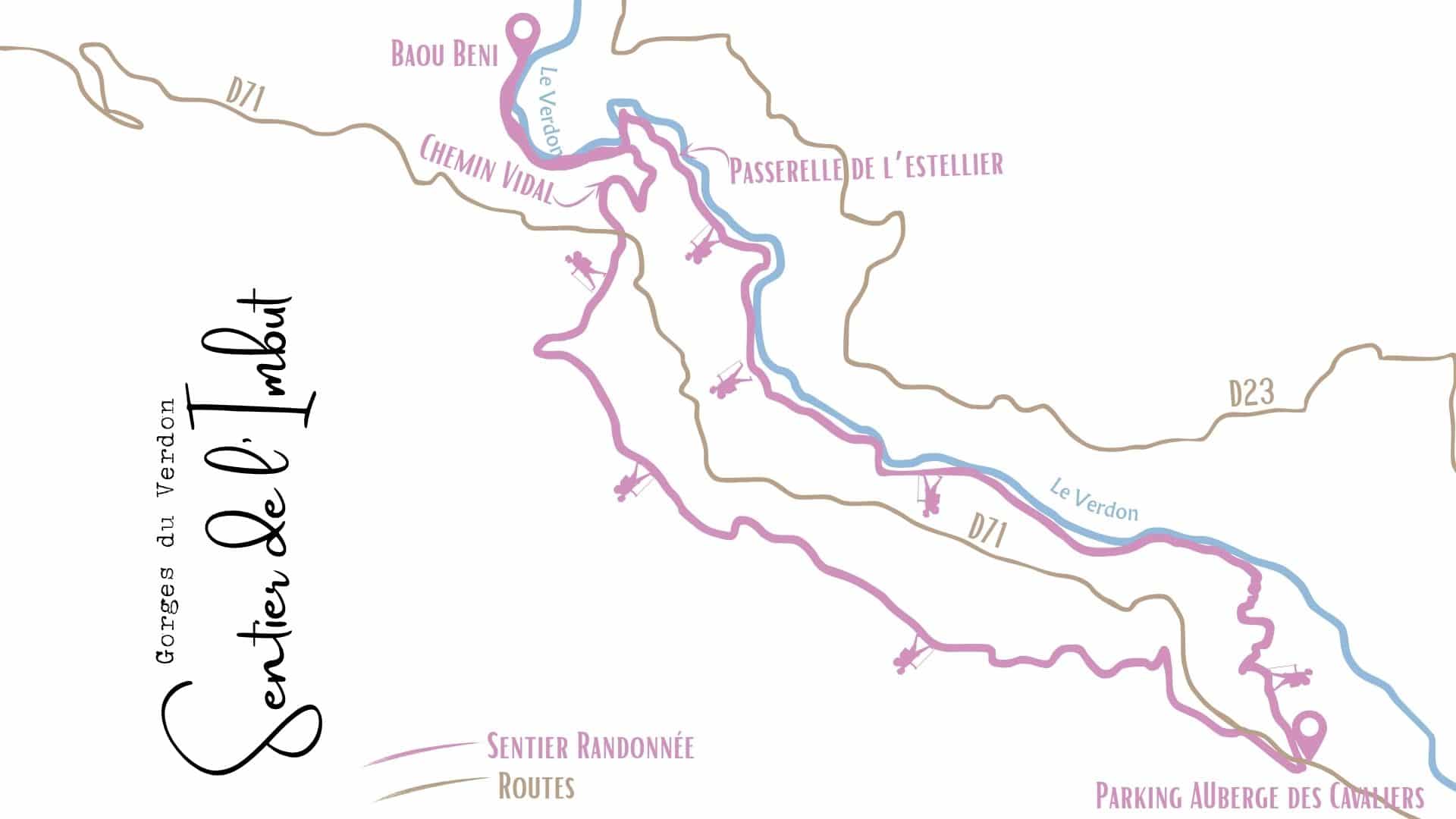 carte gorge verdon randonnee